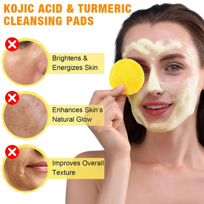 Revitalize Your Skin with Turmeric, Kojic Acid & Vitamin C Exfoliating Pads - 50 Count for Oil Control, Hydration & Dullness Reduction - Perfect for Face & Body!