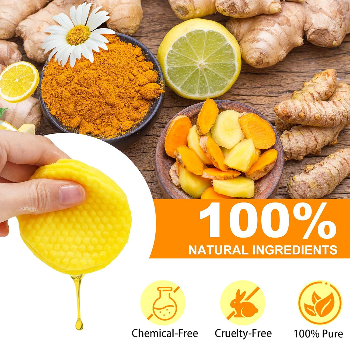 Revitalize Your Skin with Turmeric, Kojic Acid & Vitamin C Exfoliating Pads - 50 Count for Oil Control, Hydration & Dullness Reduction - Perfect for Face & Body!